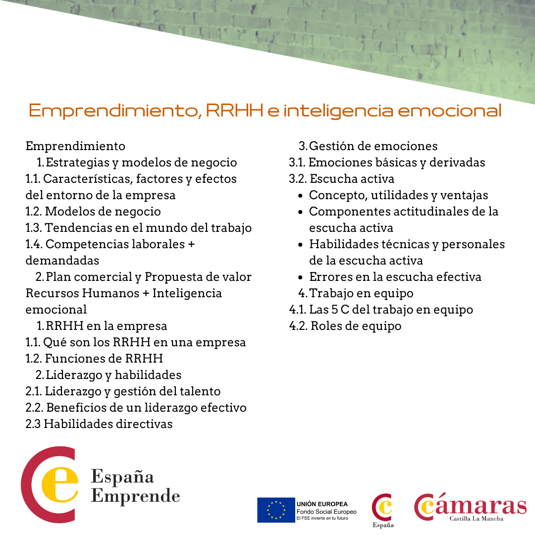 CONTENIDOS Emprendimiento, RRHH e Inteligencia emocional